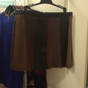 Leather and suede skirt